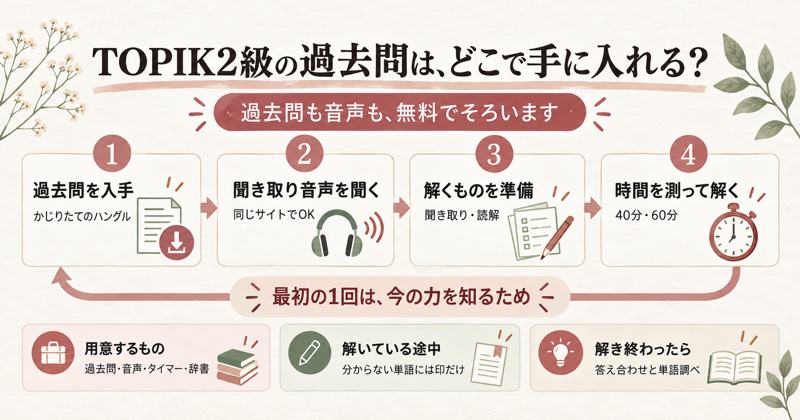過去問はかじりたてのハングルでダウンロードする
