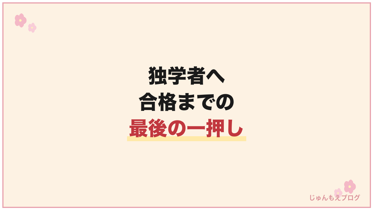 独学を続けてきたあなたへ|合格までの最後の一押しが欲しい時