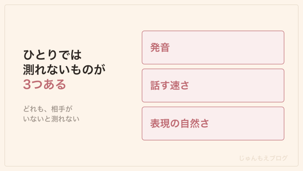 ひとりでは測れない3つ。発音・話す速さ・表現の自然さ