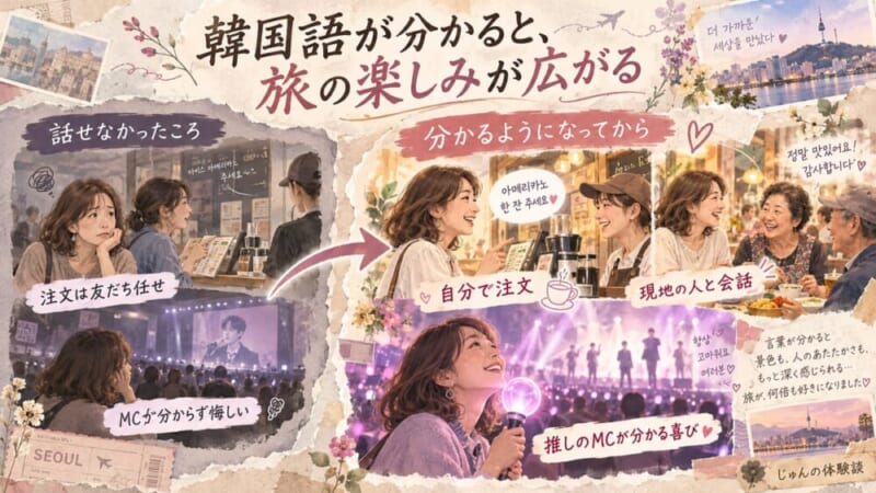 韓国語が話せなかったころと分かるようになってからの、じゅんの韓国旅行の違い