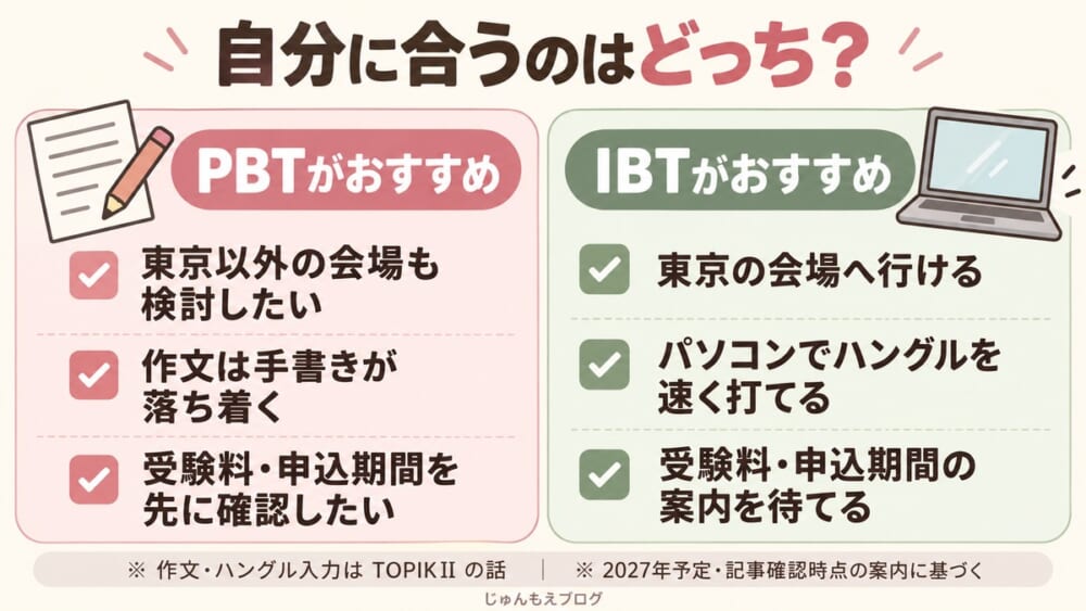 PBTがおすすめな人とIBTがおすすめな人の比較